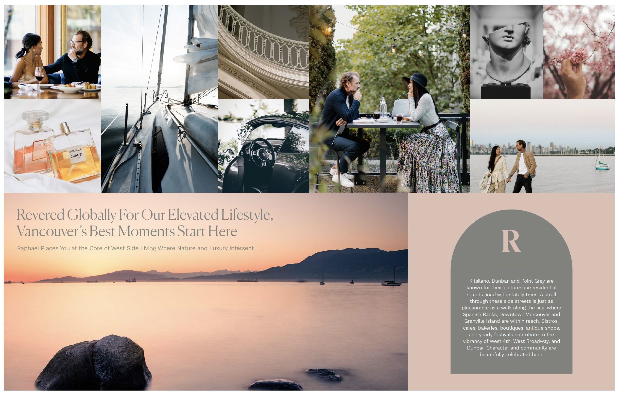 温哥华西区 Point Grey 社区风景如画的街道，古树林立，邻近 Raphael 公寓。背景涵盖了 Spanish Banks 海滩、West 4th 大道商业街以及温西高尚住宅区生活图景。 Picturesque residential streets in Vancouver’s West Side, featuring stately trees and proximity to Spanish Banks beach, West 4th Ave cafes, and the luxury Raphael residences in Point Grey.